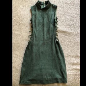 Green Suede mini dress